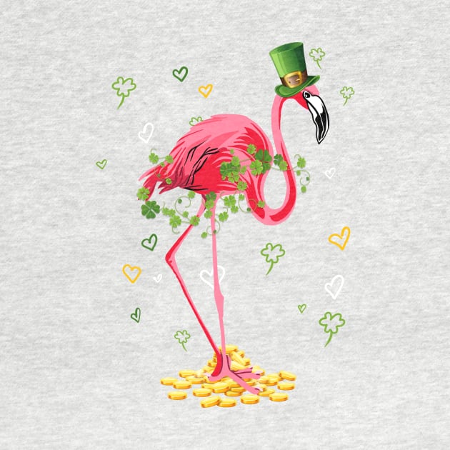 Clover Flamingo & Hearts St. Patricks Day Irish Proud Girls by Jhon Towel